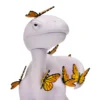 7 Pop Art Dinosaur Figurine with Monarch Butterflies - Art Deco Animal Sculpture