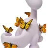 9 Pop Art Dinosaur Figurine with Monarch Butterflies - Art Deco Animal Sculpture