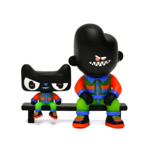 Custom Street Art Black Character Vinyl Statue Designer Art Toy Collectible Figure for Desk Decor