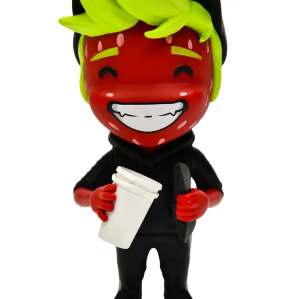 草莓男 (8) Cute Strawberry Boy PVC Figure Kawaii Barista Character Collectible Art Toy for Desk Decor
